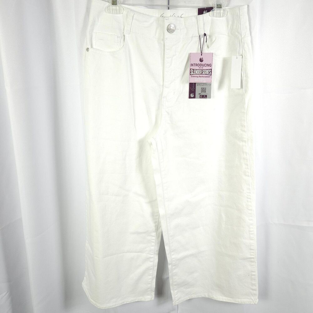 NWT Gloria Vanederbilt Womens 8 White High Rise‎ Wide Leg Crop Culotte Jeans